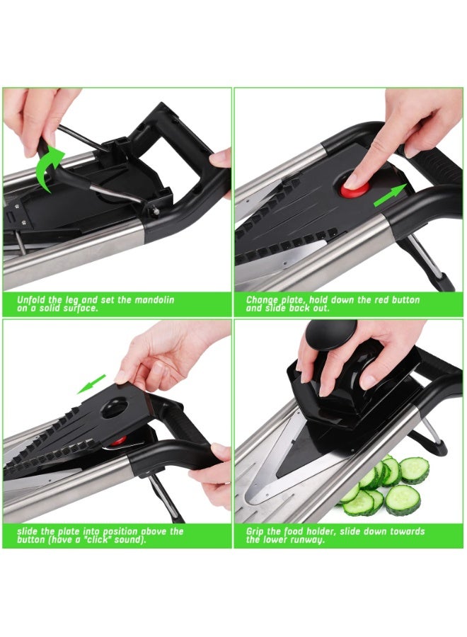 KISSUN Mandoline Vegetable Slicer, 5-in-1 Adjustable Mandoline Food Slicer with V Blade Cutter, Multifunctional Julienne Slicer for Vegetables, Onions, Tomatoes, Includes Safe Gloves - Image 4